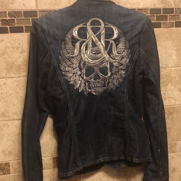 Rock & Republic Jackets & Blazers - Rock & Republic Collared Skull Denim Jacket